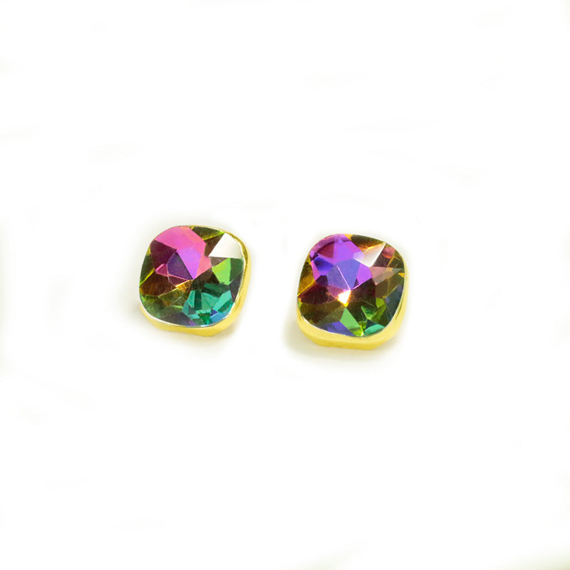 Wholesale Colorful square diamond pendant and earring set